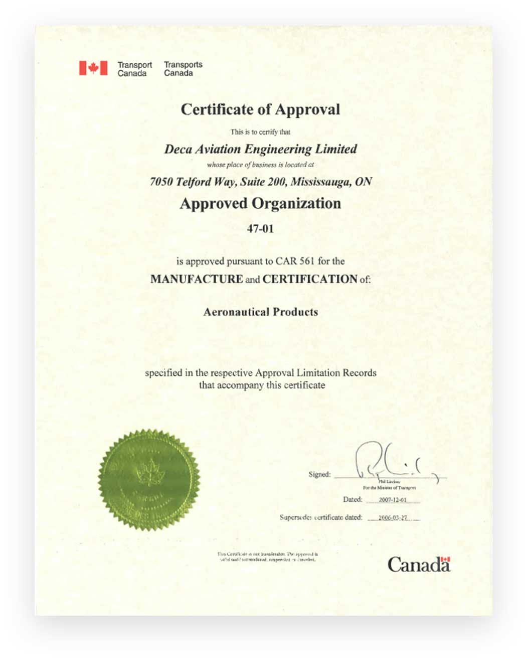 Certification of Aeronautical_Product